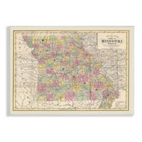 Povijesna Missouri južna američka državna karta Vintage kartografija uokvirena crtež art tiska