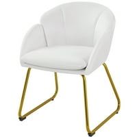 Smilemart Glam Velvet Accent stolica sa zlatnim metalnim nogama, bijela