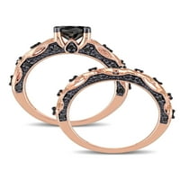 1 karatni set vjenčanih prstenova od ružičastog zlata od crnog dijamanta i 10 karatnog ružičastog zlata
