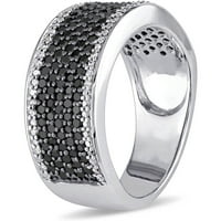 Carat T.W. Crno-bijeli dijamant srebrni prsten od sedam reda