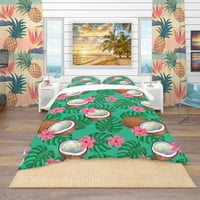 Tropski Set pokrivača za poplune uzorak kokosa i cvijeća