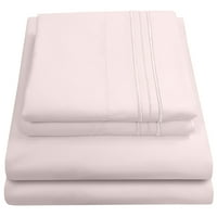 Komplet jednobojnih plahti za spavaću sobu od mikrovlakana-blijedo ružičasta