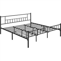 EasyFashion Jorge California King Metal Platform krevet s vretenastim uzglavljem i pločom, crno