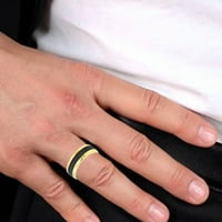 Muški crni i zlatni obloženi prsten od nehrđajućeg čelika