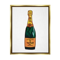 Moderna boca šampanjca za kuhinju i bar, grafika za piće, metalni zlatni ispis na platnu u plutajućem okviru, zidna