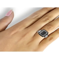Jewelersclub 0. Sterling Silver 1. Karat crno -bijeli dijamantni prsten za žene