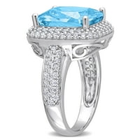 Ženski koktel prsten od srebrnog srebra od 13 karatnog plavog pastelno bijelog kubičnog cirkonija