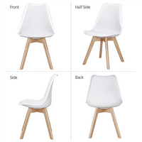 Alden Design Modern podstavljene stolice za ručavanje s drvenim nogama za blagovaonicu, set od 4, bijela