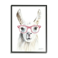 Lama abound u ružičastim naočalama, ležerni portret životinja, crni uokvireni zidni tisak, dizajn Kellie talent