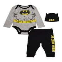 Batman Baby Boy Outfit, bodysuit, hlače i šešir, set