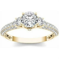 1- Karat T.W. Dijamantni zaručnički prsten s tri kamena u 14kt žutom zlatu