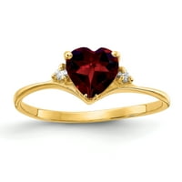 Primalno zlato karatno žuto zlato srce granat i AA dijamantni prsten