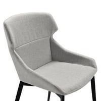 Moderna stolica za ručavanje Armen Living Kenna u mat crnoj finiš i siva tkanina - set od 2