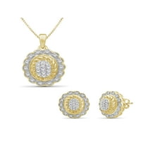Jewelersclub Carat T.W. Bijeli dijamant 14K zlato preko srebrnog dvodijelnog seta nakita