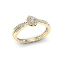 1 3CT TDW Diamond 10K žuti zlatni oblik kruške halo zaručnički prsten