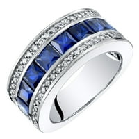 2. prsten od plavog safirnog kanala od srebra od srebra