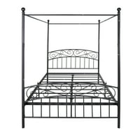 Aukfa Kraljica veličine kandopskog kreveta - Metalna platforma Okvir kreveta - s uzglavlje - crno