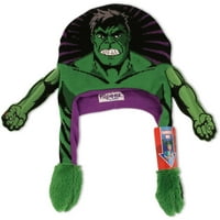 Marvel Big Boys Hulk Flippez Novel Action Action Acril Pleteni zimski Laplander šešir s pokretnim rukama i resicama