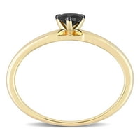 14-karatni crni dijamantni zaručnički prsten od žutog zlata u obliku suze s crnim rodijem