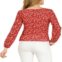 Jedinstvene ponude ženske elegantne retro kvadratne cvjetne bluze cvjetni dugi rukavi