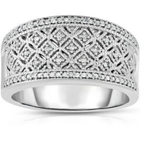 Srebrni dijamantni prsten u obliku karata s okruglim dijamantima u obliku dijamanta u obliku dijamanta u obliku