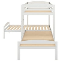 Aukfa blizanac preko dvostrukog kreveta na kat, drveni krevet u obliku slova L s ljestve za djecu, malu djecu-bijeli