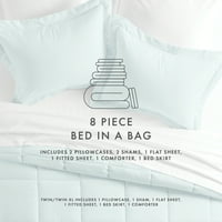 Plemenita posteljina 8-komadića aqua krevet u vrećici za posteljinu od mikrovlakana, kraljica