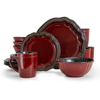 Elama Regency Stoneware za večeru postavljen u crvenoj boji