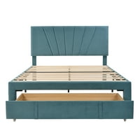 Aukfa Queen Size Skladišnog kreveta - Okvir platforme od čvrstog drveta s skladištenjem ladice - plava