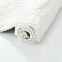 Mekani plišani tepih od krzna za noge, luksuzni pravokutni pahuljasti tepih, bijeli