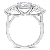 Miabella Ženska karat T.G.W. White izrezana jastuka stvorila je moissanit sterling srebrni zaručnički prsten od