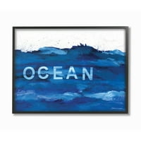 Stupell Home Decor Collection Minimalna oceanska plava boja prskanje predimenzioniranom uokvirenom teksturiziranom