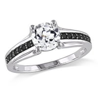 Donje zaručnički prsten od srebra Miabella s bijelim сапфиром T. G. W. u 1 karat i crnim dijamantom T. W. u 1 karat